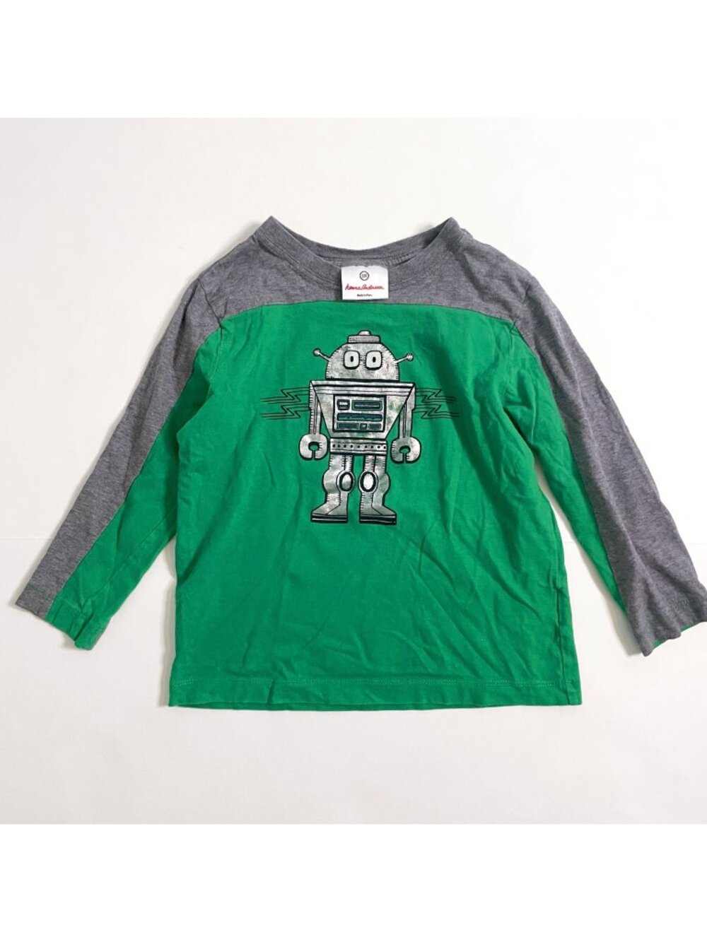 Hanna Andersson Green and Silver Robot Tee, Size 4